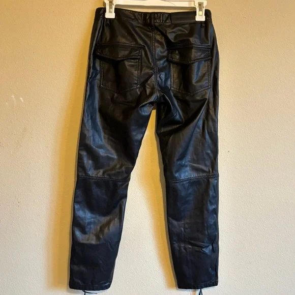 New The Kooples Faux Leather Pants Lace Up Zip up Slide Clasp Closure Sz 4 - Picture 6 of 14